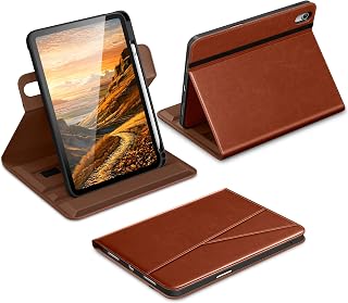 DTTO for iPad A16 Case, for iPad 11th/10th Gen Case (2025/2022), Brown | 360 Degree Rotating Premium Faux Leather Folio Stand Cover with Pencil Holder for iPad 11th Generation 11 inch Case