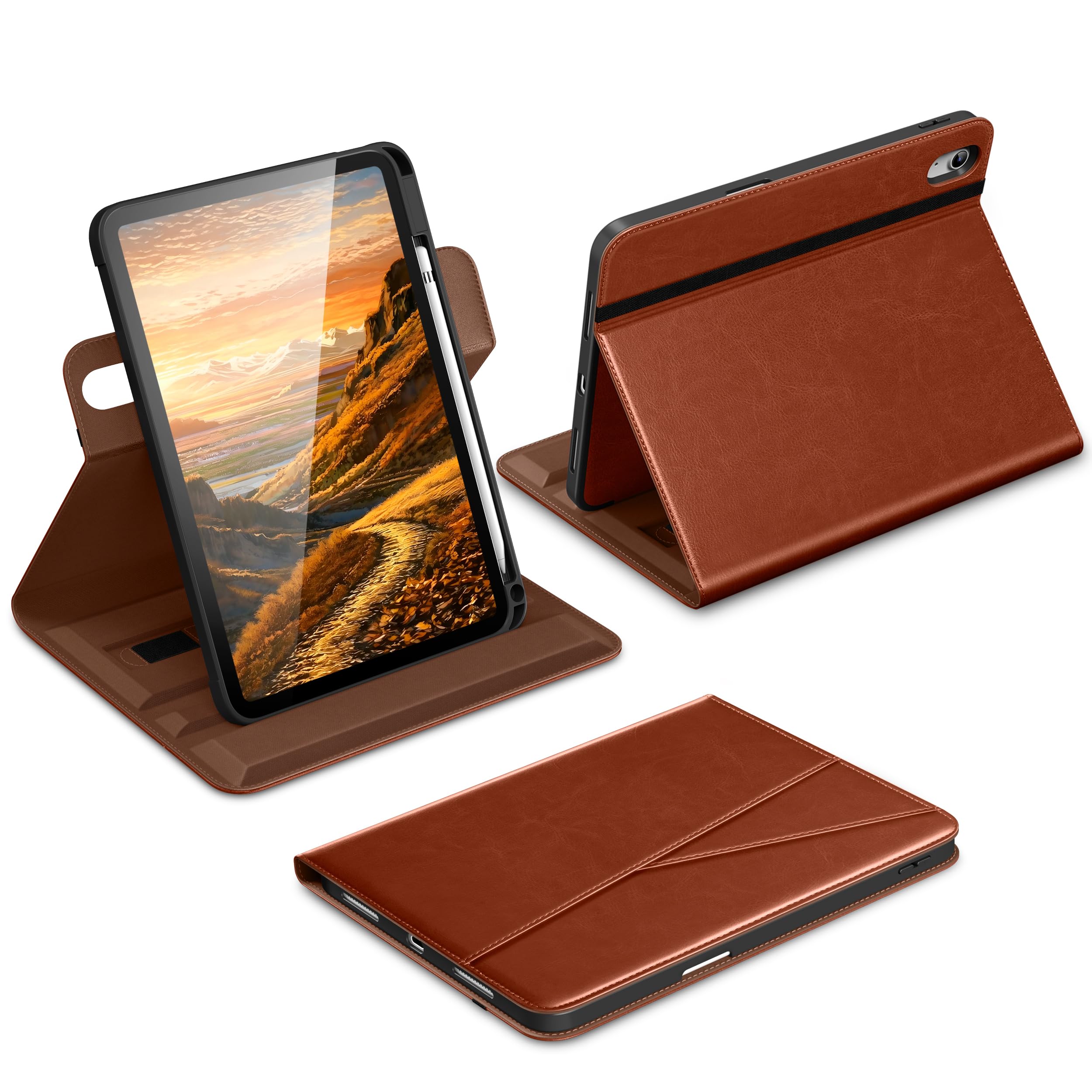 DTTO for iPad A16 Case, for iPad 11th/10th Gen Case (2025/2022), Brown | 360 Deg