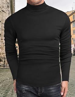 Men's Turtleneck Sweater Casual Long Sleeve Slim Fit Basic