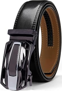DOOPAI Leather Ratchet Belt for Men, Adjustable Belt with Metal Buckle for