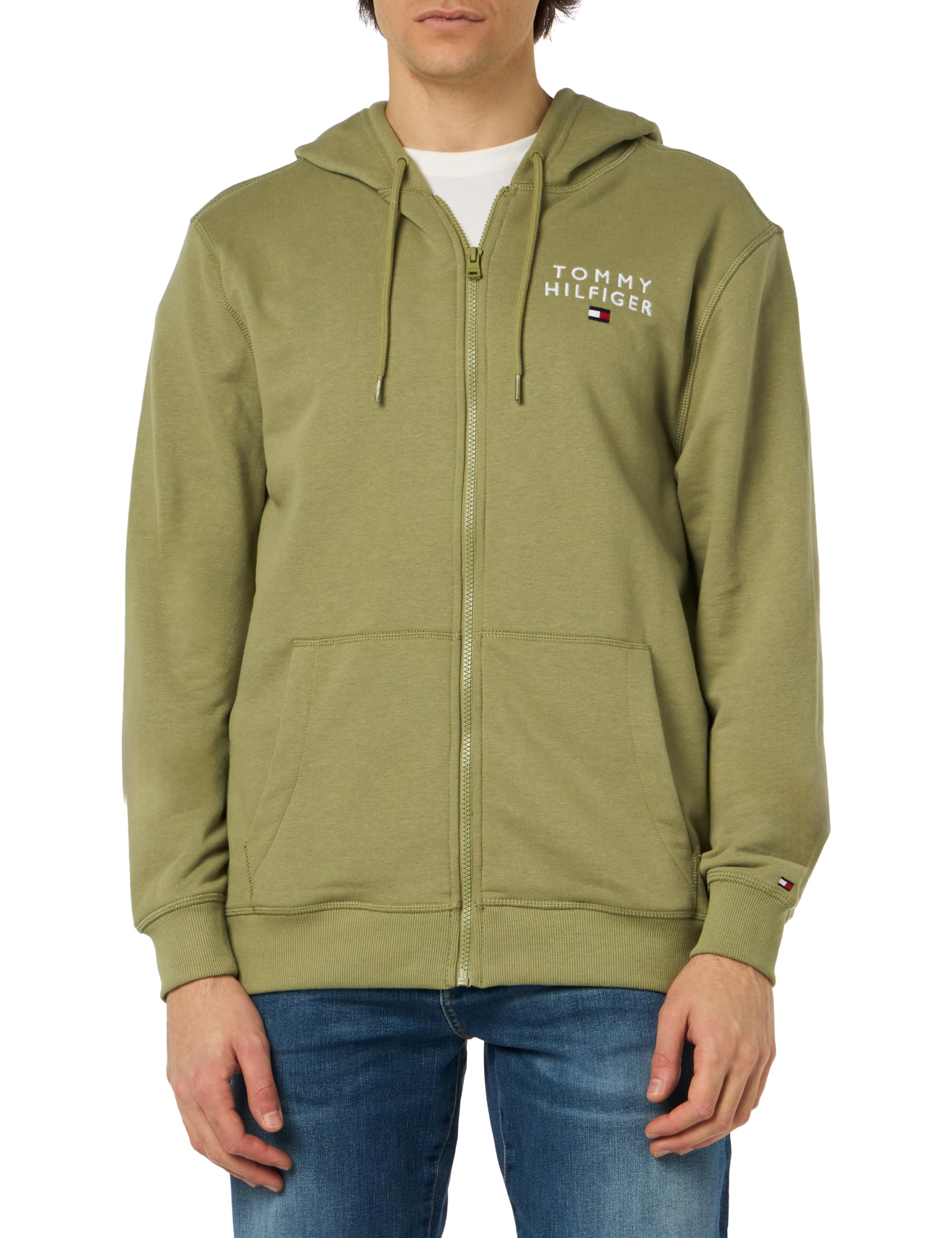 Tommy Hilfiger Mix Media Men's Hooded Zip Through Quilted Jacket