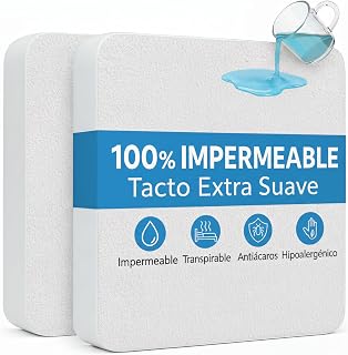 Terry Mattress Topper with Waterproof TPU Layer, Adjustable Mattress Protector, White, for Beds 180 x 190/200 cm – 2 Pieces