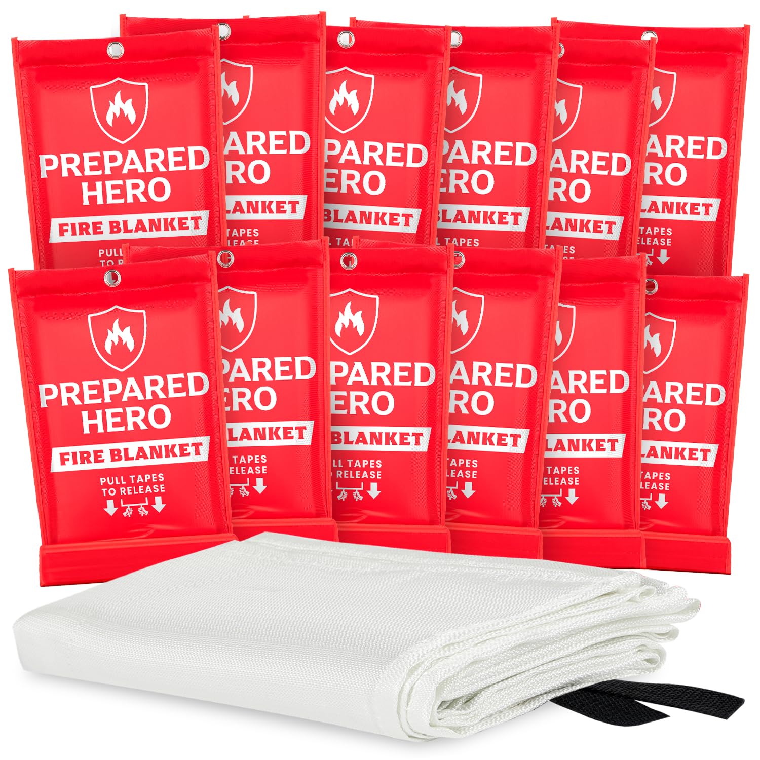 Prepared Hero Emergency Fire Blanket - 12 Pack - Fire Suppression Blanket for Ki