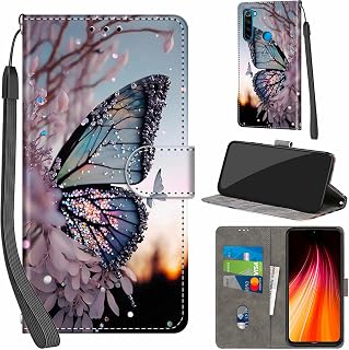 Cover for Xiaomi Redmi Note 8 Wallet Case Butterfly