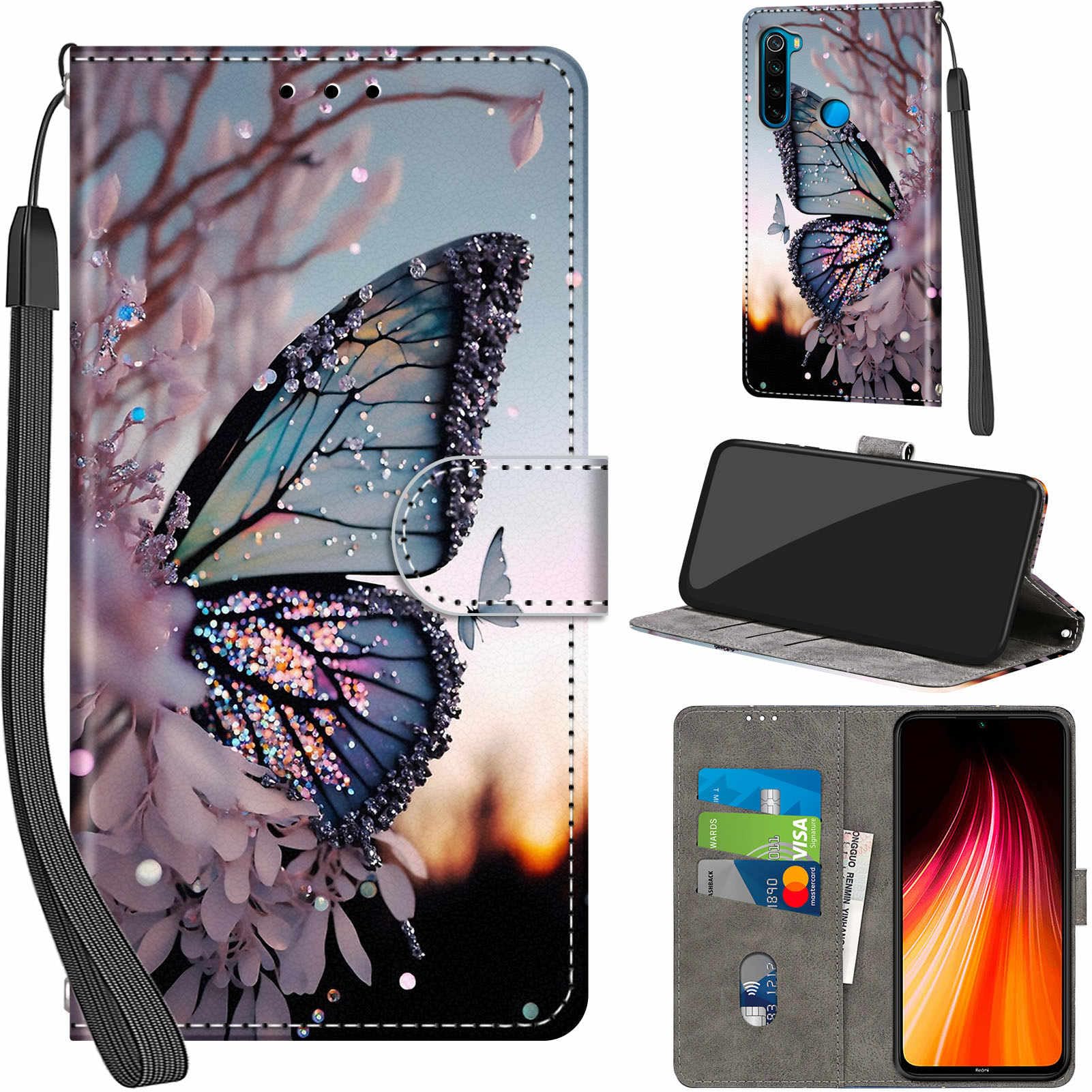 Cover for Xiaomi Redmi Note 8 Wallet Case Butterfly