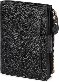 SENDEFN Women's RFID Blocking Leather Small Compact Bi-fold Zipper Pocket Wallet Card Case Purse with ID Window