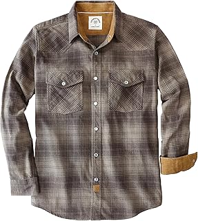 Dubinik® 6 oz Flannel Shirt for Men Western Pearl Snap Shirts Long Sleeve Casual Cozy Vintage Cowboy Plaid Soft Pure Cotton