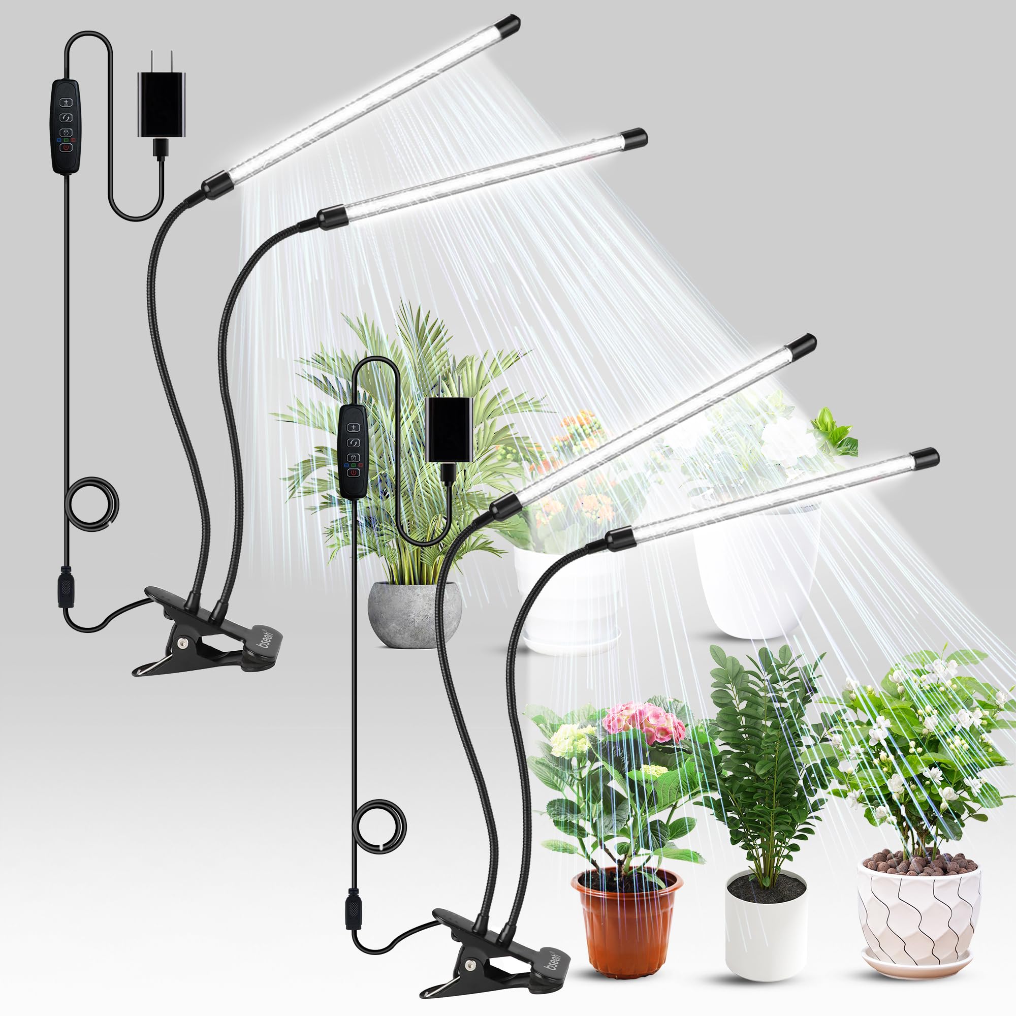 Plant Grow Light for Indoor Plants, Full Spectrum Indoor Grow Light (2 Head 2 Pa