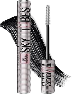 Maybelline Lash Sensational Sky Tubes Tubing Mascara, Extension-Like Lengthening Mascara, 24HR Eye Makeup with Shea Butter & Castor Oil, Very Black, 1 Count