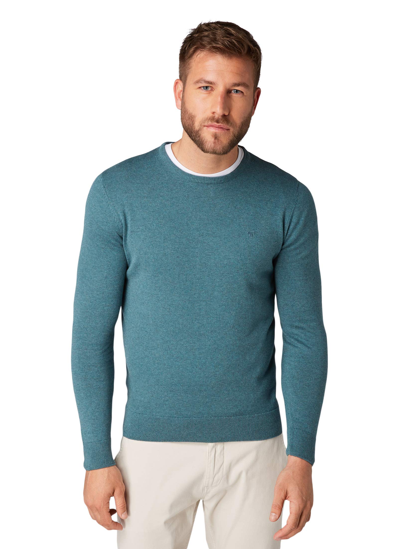 TOM TAILOR Men's Basic Knitted Jumper with Crew Neck