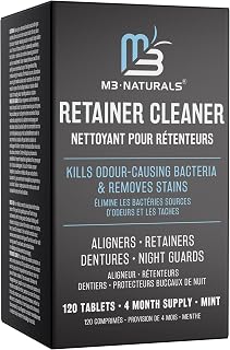 Retainer Cleanser Tablets, FSA HSA Approved, Remove Odors & Discoloration | Cleaner for Stains and Plaque, 4 Month Supply, Denture Cleansers, Retainers, Mouth Guards, Denture Bath, Min, 120 Tablets