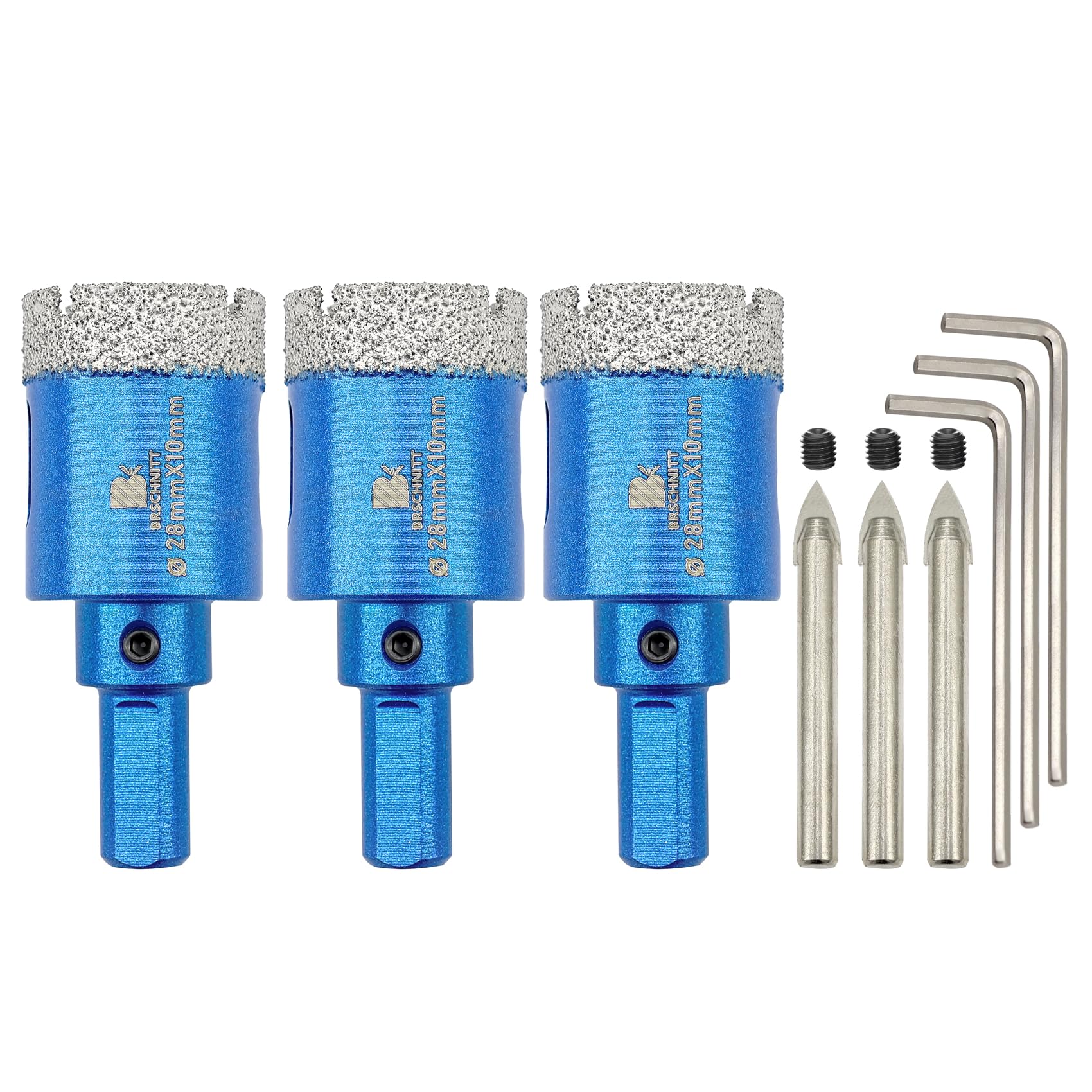 Dry Diamond Core Drill Bit with Pilot Bit - 1 1/8" Diamond Tile Hole Saw with Tr