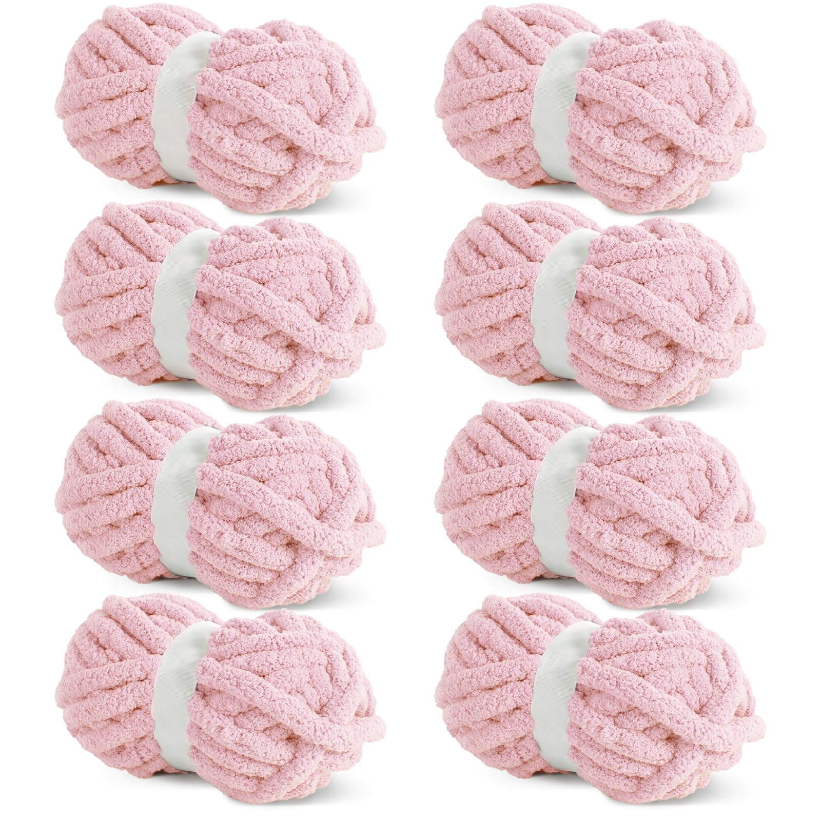 Hombys Pink Chunky Chenille Yarn for Crocheting & Knitting, Super Bulky Yarn for