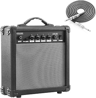 CXLWZ Electric Guitar Amp 20 Watt Amplifier Portable Amp with Headphone Input Gain Powe Including Professional Noise Reduction Cable （Black）