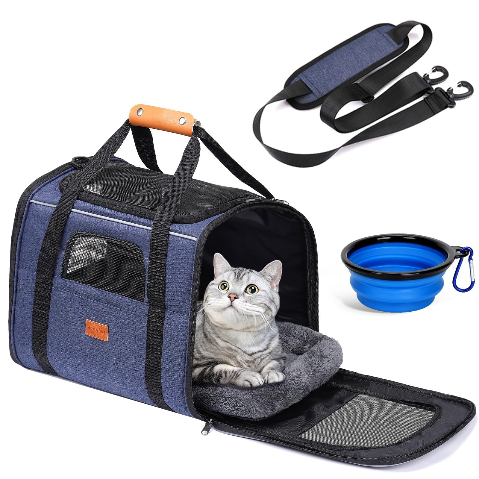 Morpilot Cat Carrier - Airline Approved, Top Opening Portable Dog Bag with Breat
