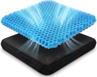 TANNESS Gel Seat Cushion for Long Sitting - Pressure Relief Seat Pads | BREATHABLE HONEYCOMB CUSHION, 45x45cm with Airflow, Ergonomic Support & Removable Non-Slip Cover for Office, Car & Wheelchair