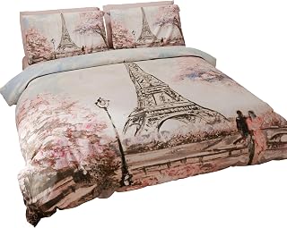 PETTI Artigiani Italiani - Maxi Double Duvet Cover Set 260 x 240 cm (2 Pillowcases 50 x 80 cm Included), Microfibre Duvet Cover Set with Paris Digital Print - Made in Italy