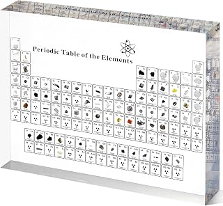 Mukarisk Periodic Table with Real Elements Inside | 83 Real Elements Samples, Crystal Clear Acrylic Sheet, Chemistry Decor, Science Gifts, for Kid, Student, Teacher, 6*4.5 Inch