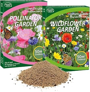 Pronto Seed Wildflower Seed Shaker Twin Pack - Easy-Spread | Butterfly & bee attracting wild flower seeds for UK gardens. 100m2 coverage, spring & summer blooming.