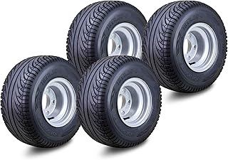 ROADGUIDER Golf Cart Tire &amp; Wheel 18X8.50-8 4PR w 4X4" Silver Rim 14039-S4 | Assembly 4 Lugs on 4" PCD Rim, Fits Club Car Cushman EZGO Cricket Evolution Garia Yamaha