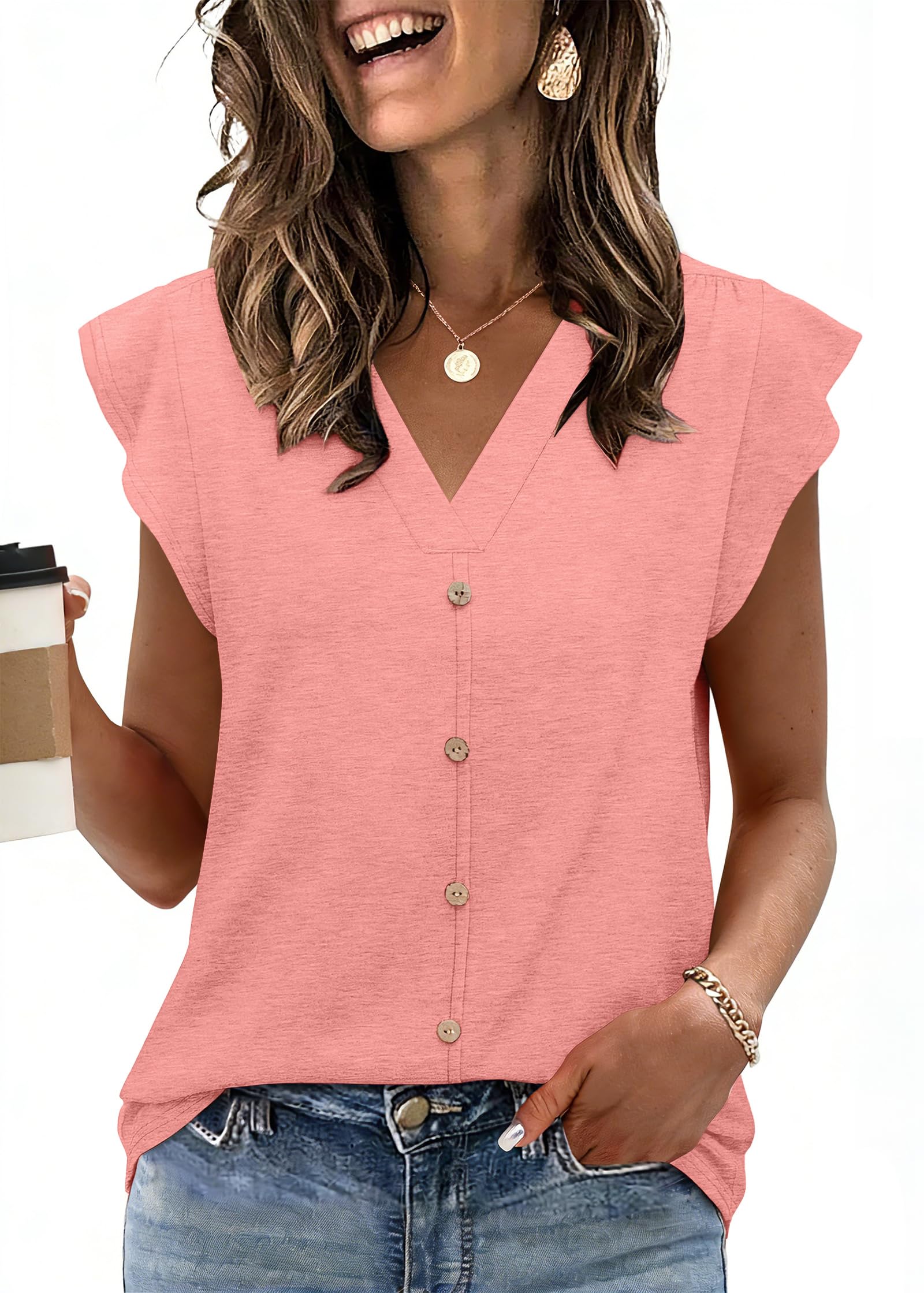 XIEERDUO Womens Tops Ruffle Sleeve Tunic Top Ladies Tops and Blouses Spring Clot