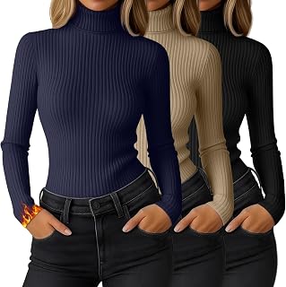 Ficerd 3 Pcs Women's Thermal Jersey High Neck Long Sleeve