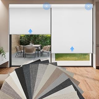 Tenda a rullo motorizzata con telecomando: Canisteo Automatic Smart Blind 100% Blackout, tende elettriche funzionano con Alexa/Google Home/Apple Homekit, dimensioni personalizzate, campione di tessuto
