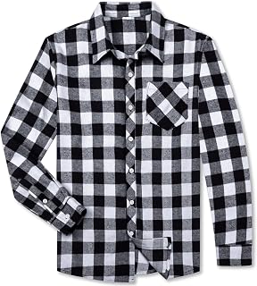 Betusline Boy and Men Button Down Plaid Shirt