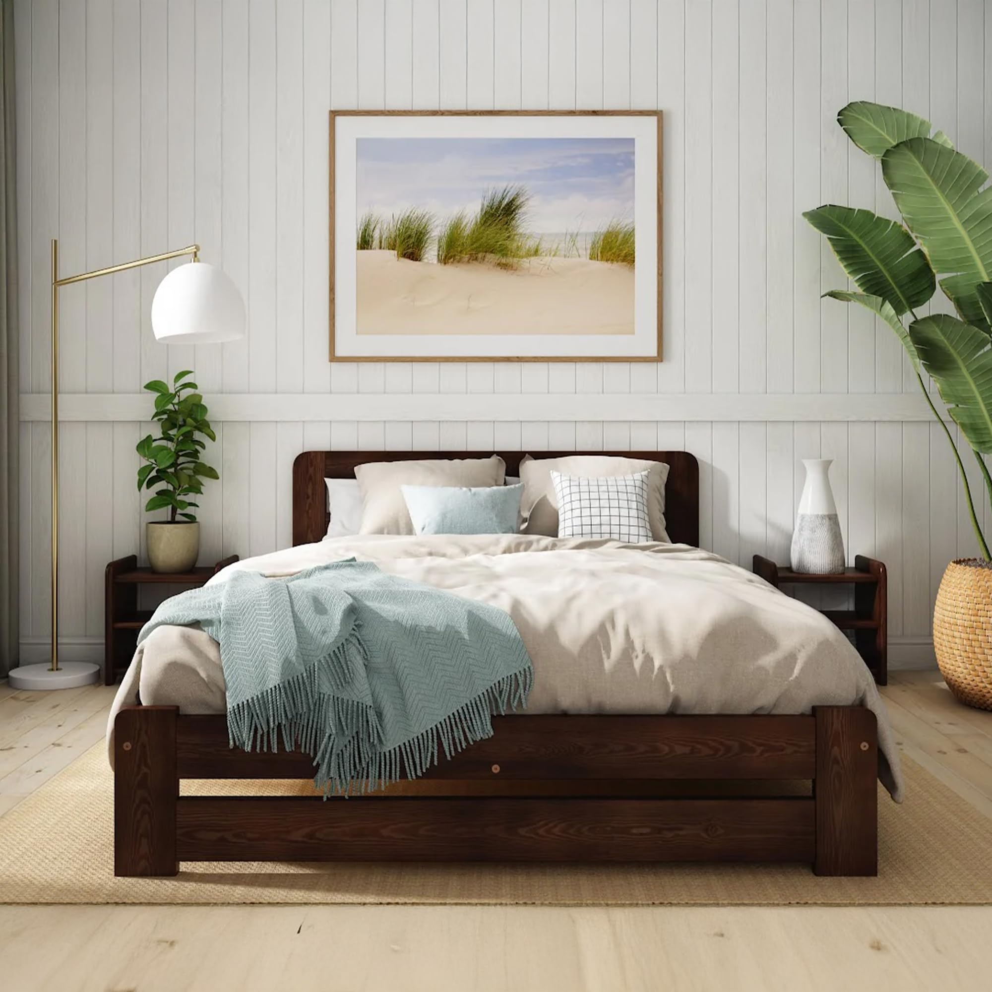 Super King Bed Frame 6ft, F1 Solid Wooden Slats, Easy Assembly