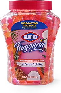 Clorox Fraganzia Crystal Beads Air Freshener, Island Escape Scent, 12 Fl Oz | Gel bead formula, long-lasting scent, no spray or mess, home car and office use