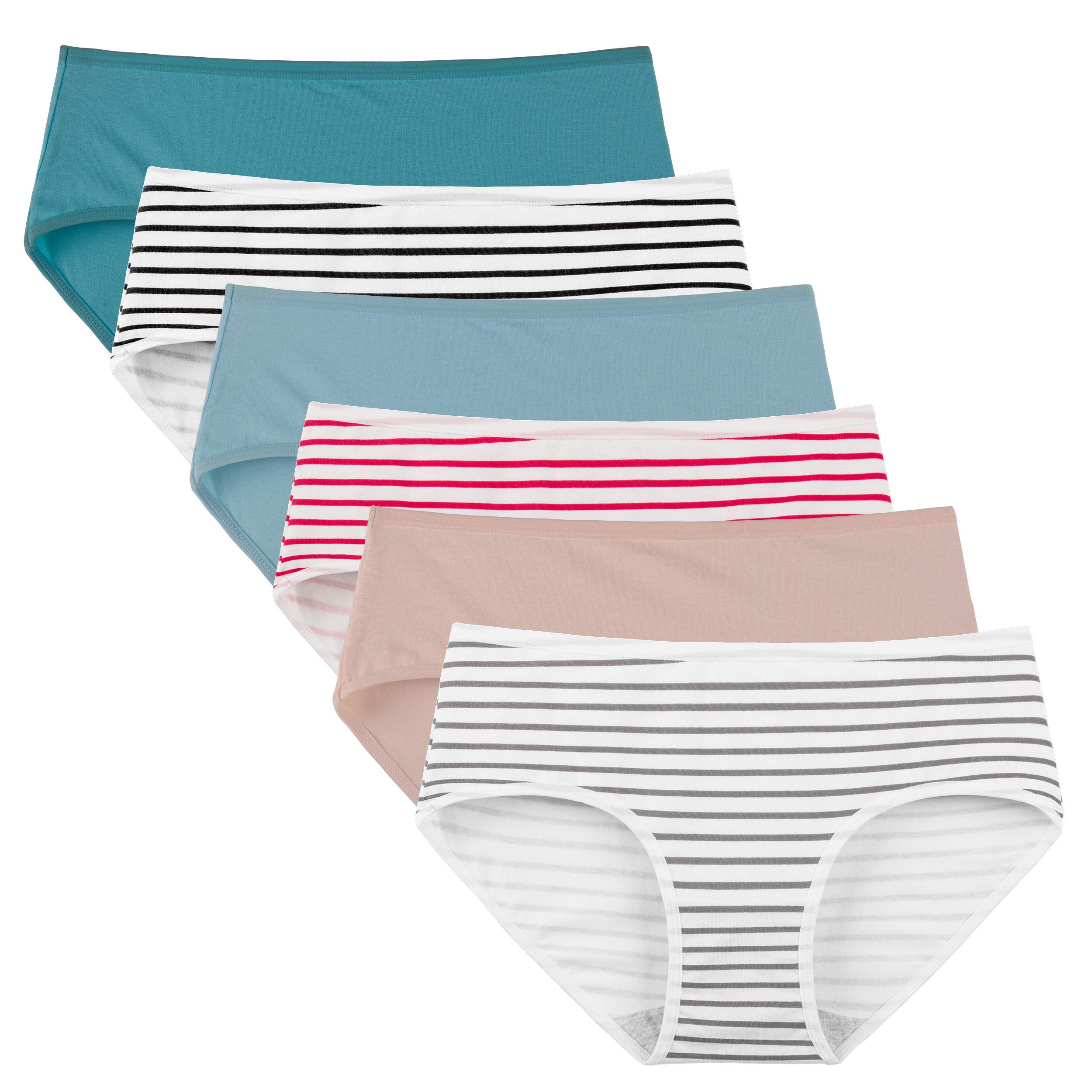 INNERSY Women's Underwear Cotton Hipster Panties Regular Size Plus Size 6 Pack