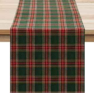 Softalker Buffalo Plaid Christmas Table Runner, 13 x 91 cm, Stain Resistant, Washable, Table Decoration, Dining Room, Party, Holiday