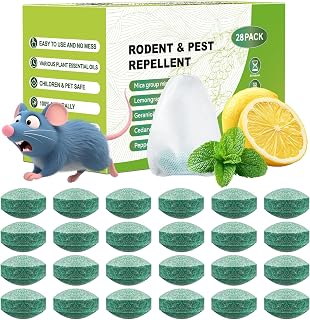 Pest Rodent Repellent, 28 Pack Natural Peppermint Oil Packs Keep Mice, Rats, Spiders, Roaches, Ants, Bugs, and Squirrels Away from Home and Garden Safe for Family or Pets