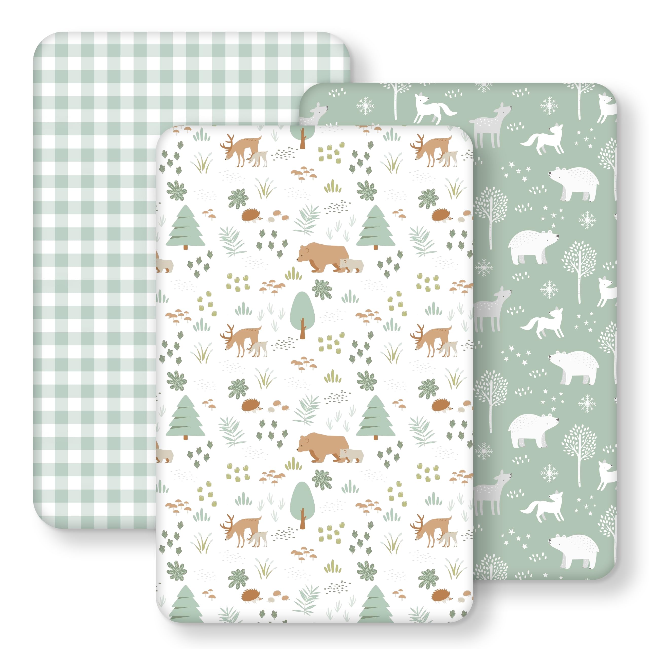 FIEMOL Next to Me Crib Sheets 85x51cm Fitted, 3 Pack Baby Cot Sheets, Ultral Sof