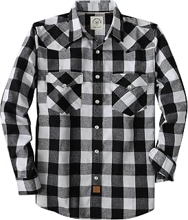 Dubinik® 6 oz Flannel Shirt for Men Pearl Snap Western Cowboy Long Sleeve
