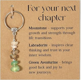 Christmas Gift For Woman, Keychain For Retirement Coworker, Teacher, Nurse | Made With 3 Types Of Genuine Stone Beads And Stainless Steel Ring, Lightweight 2.43 Inch Keychain, Includes Sentimental Card