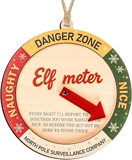 Funny Elf Accessories Naughty or Nice Elf Meter Christmas Ornament 2026, Funny Xmas Decoration, Wooden Decor Gift for Kids, Family, Friend, White Elephant Gifts. Christmas Decorations