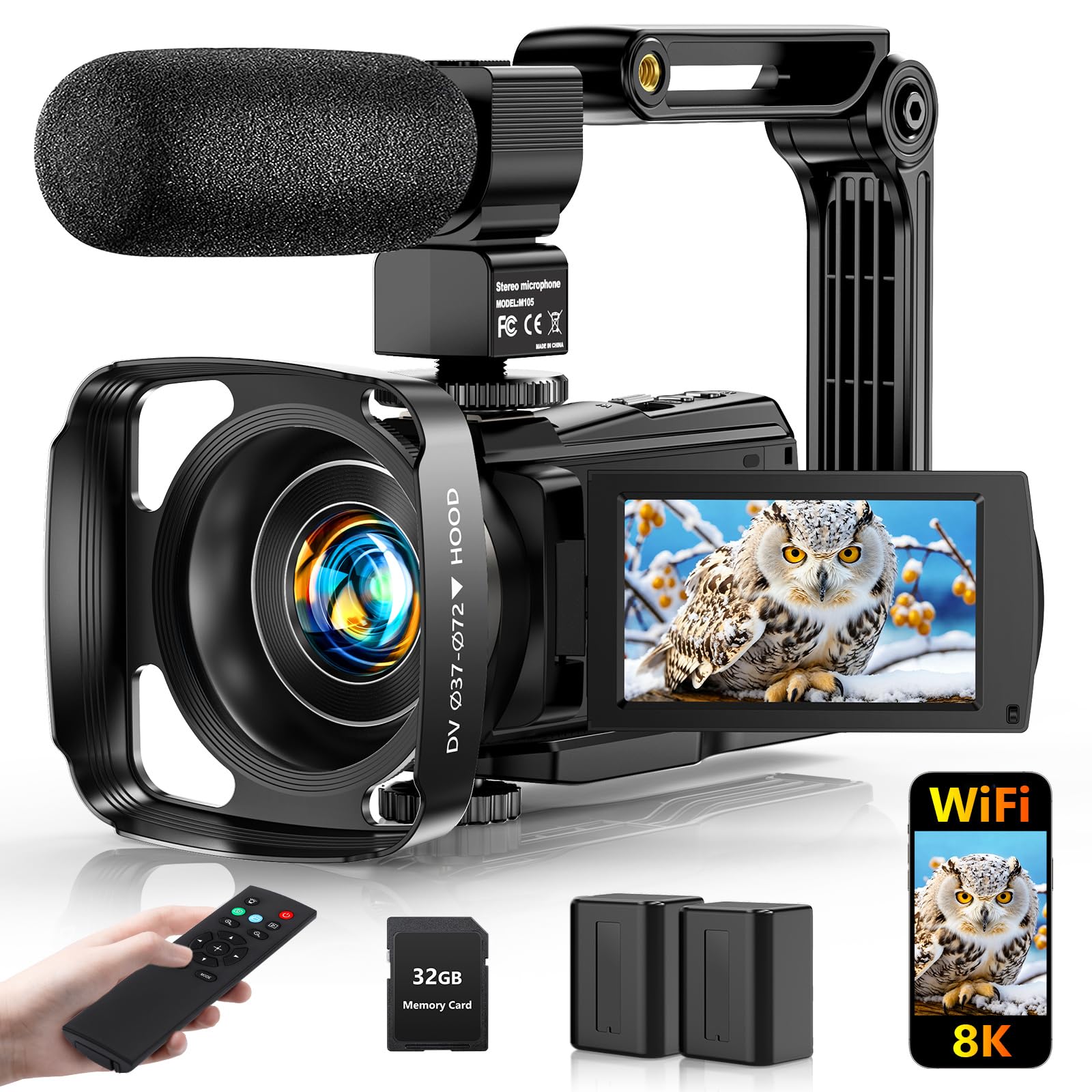 2026 8K Video Camera Camcorder, 88MP WiFi Vlogging Camera for YouTube | With IR 