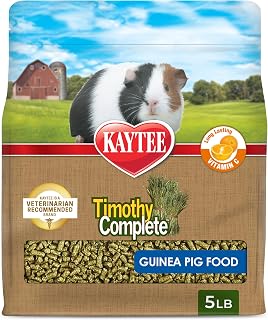 Kaytee Timothy Complete Guinea Pig Food with Timothy Hay, 5 Pounds | Supports digestion. Pelleted food for guinea pigs. guinea pig pellets, vitamin C, probiotics