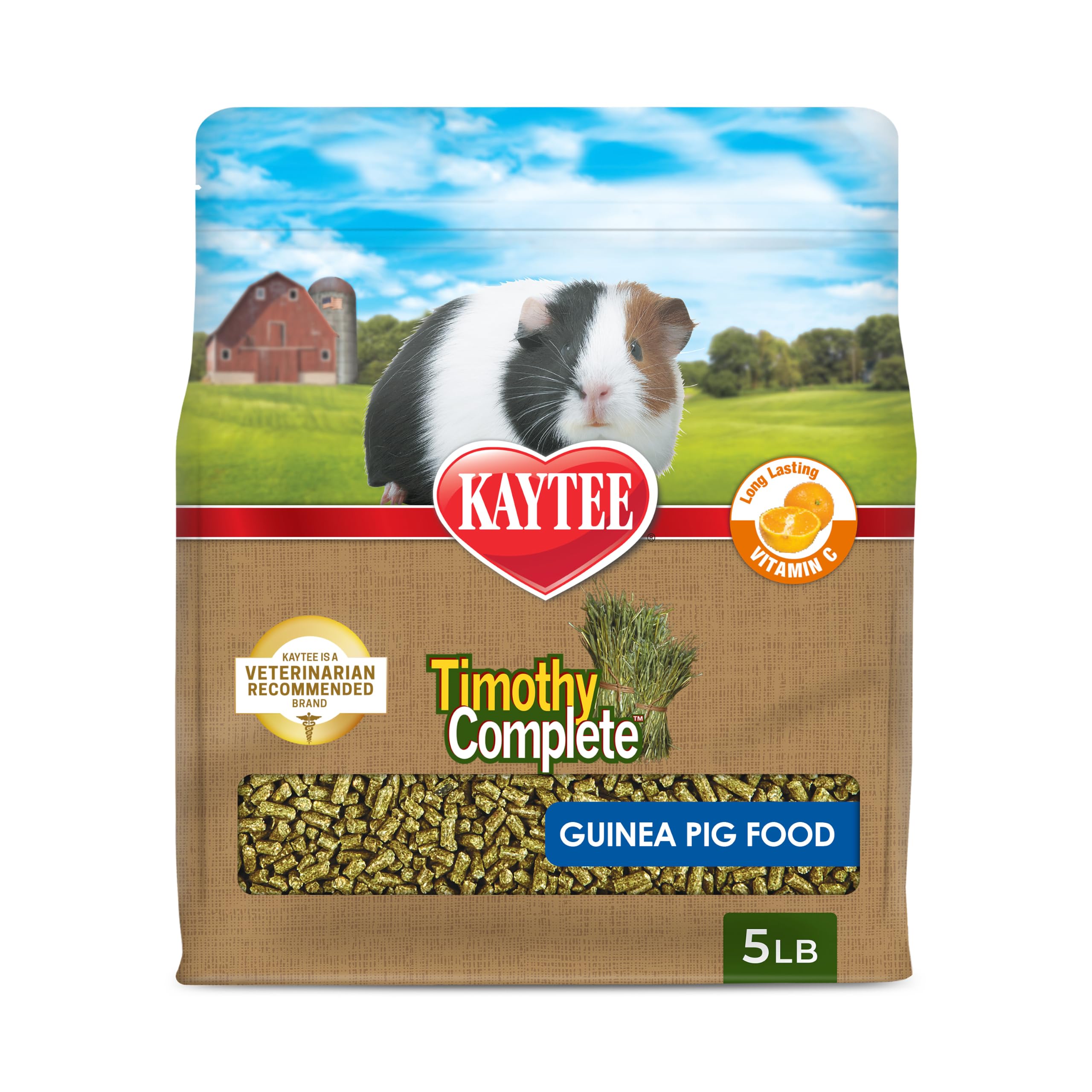 Kaytee Timothy Complete Guinea Pig Food with Timothy Hay, 5 Pounds | Supports di