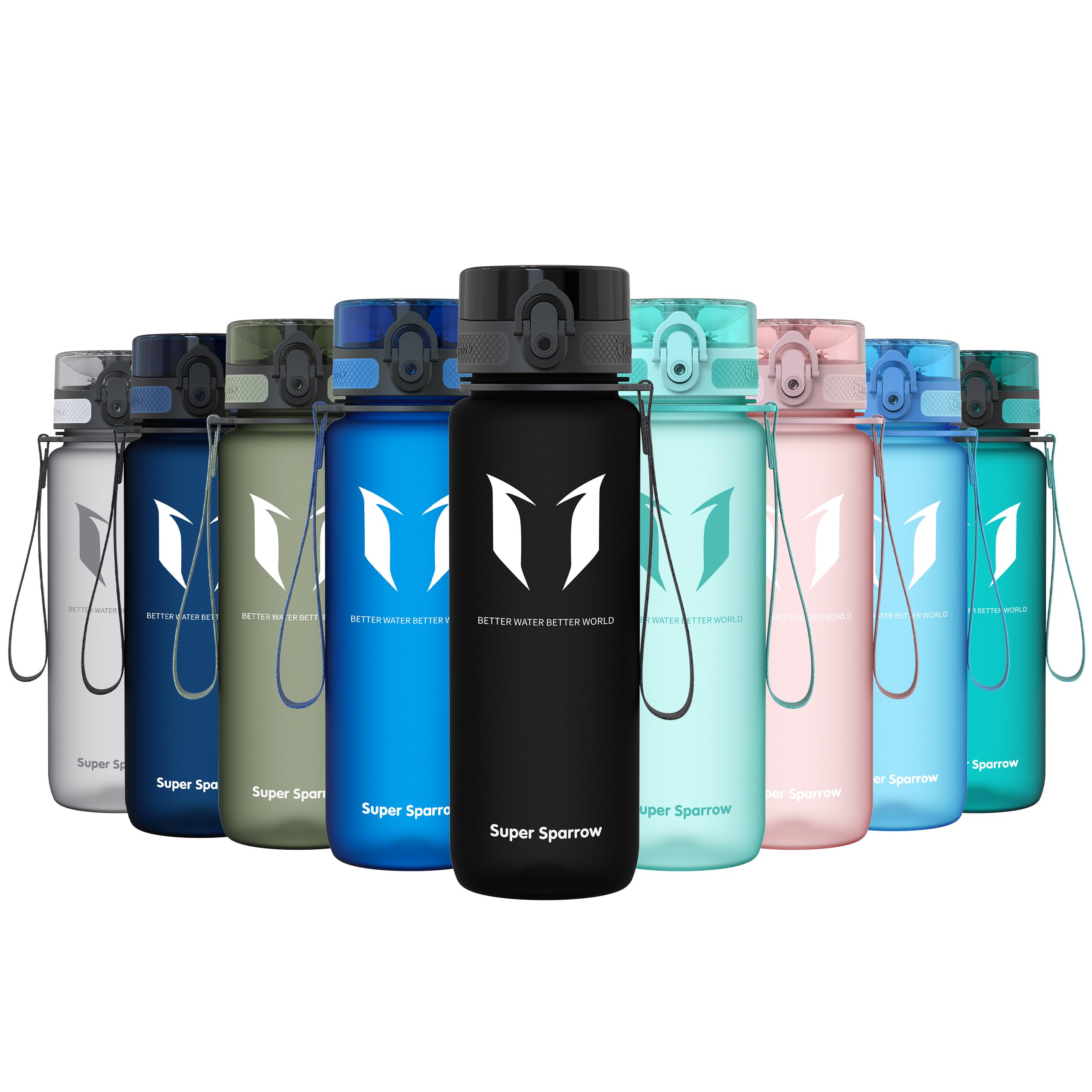 Sparrow Trinkflasche 500ml/750ml/1L - BPA-frei Tritan Wasserflasche 1-Klick