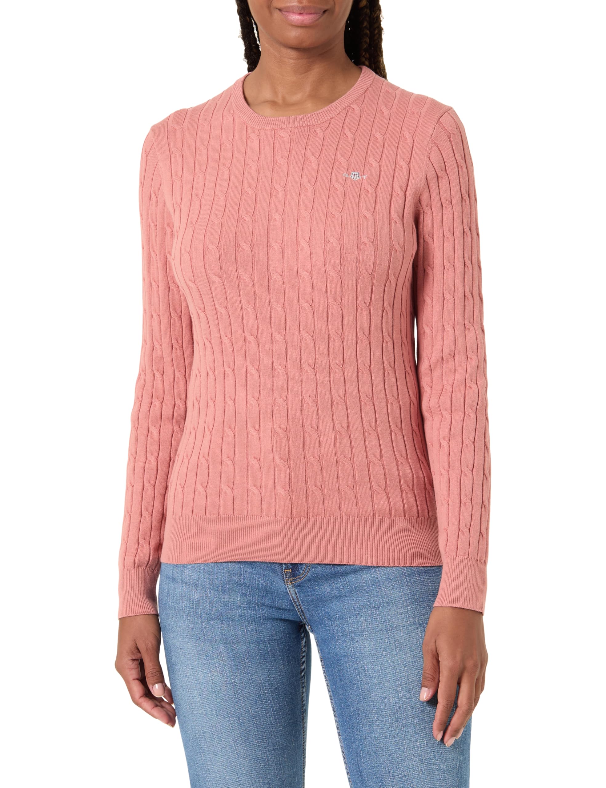 GANT Womens Cotton Cable Knit Crew Neck Sweater