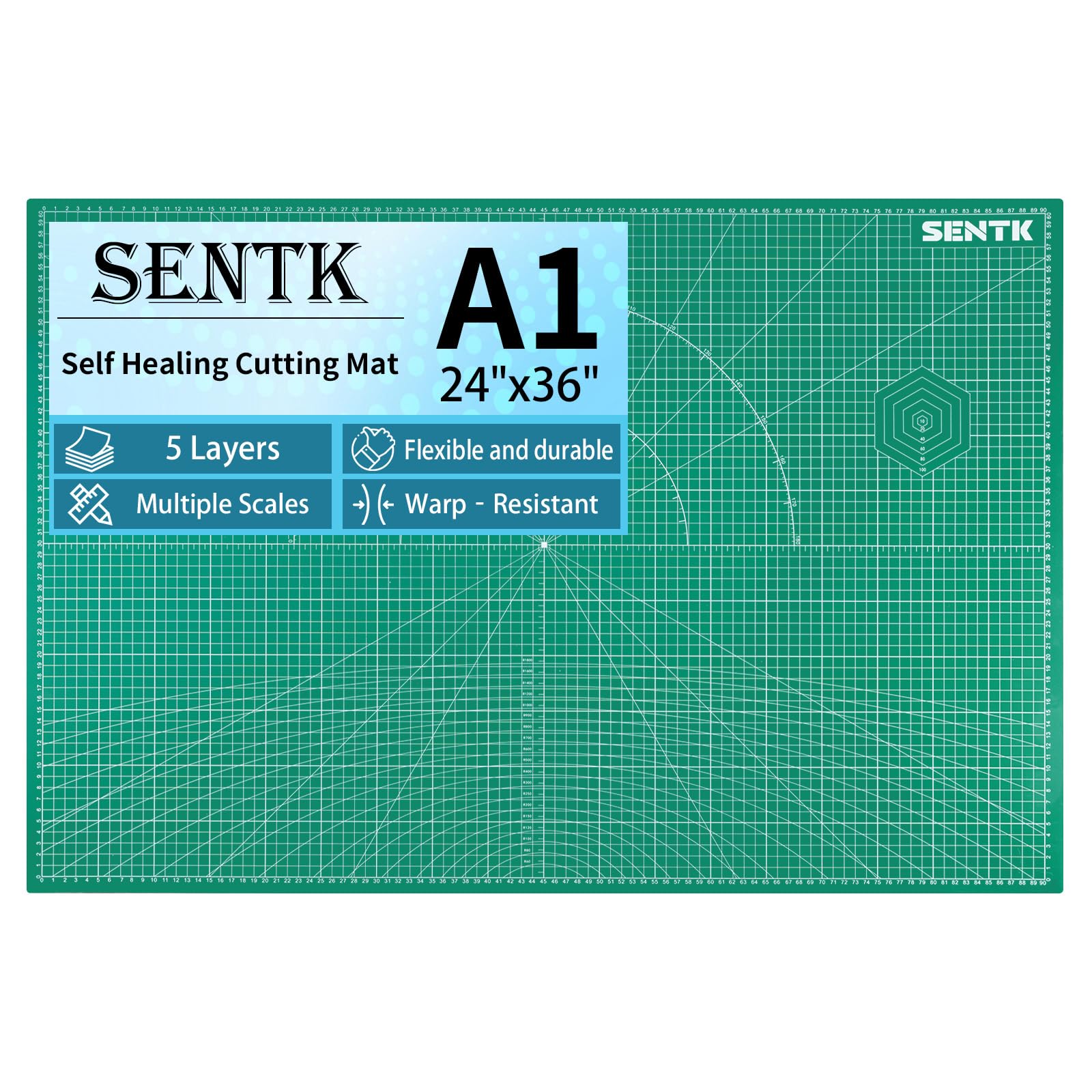 SENTK Upgraded A1 Thickened Self Healing Cutting Mat, 24" x 36" Large Double Sid