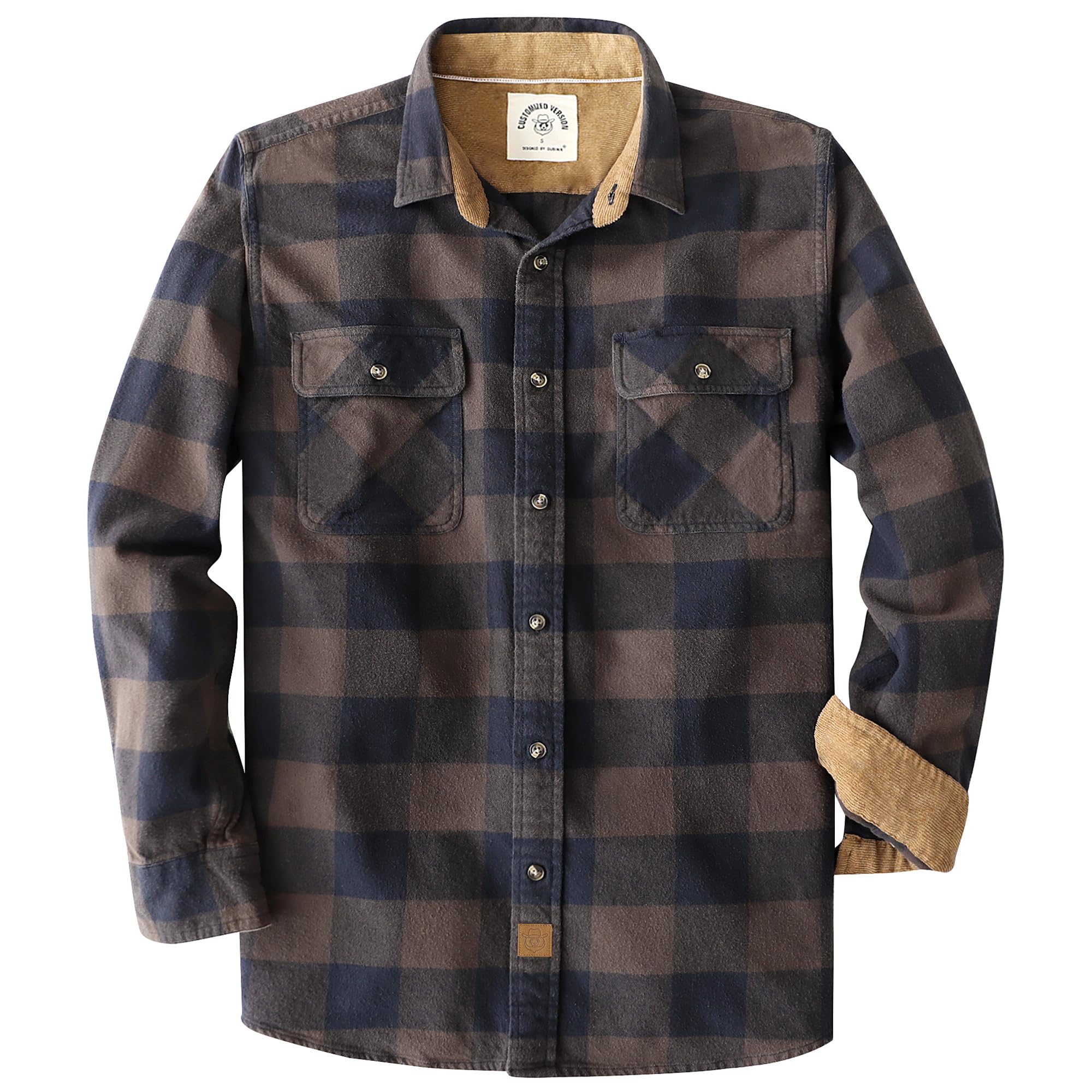 Dubinik® 6 oz Flannel Shirt for Men Plaid Cotton Brushed Utilit Casual
