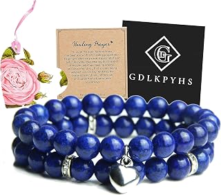 2Pcs Healing Crystal Bracelets for Women Handmade Beaded Bracelet Healing Prayers Crystal 8mm Natural Stone Beads Bracelet Stress Relief Get Well Soon Gifts