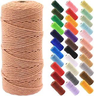 Macrame Cord 0.12" x 109 Yards Twisted Knots Roll for Macrame Projects Wall Hanging (Brick Red)