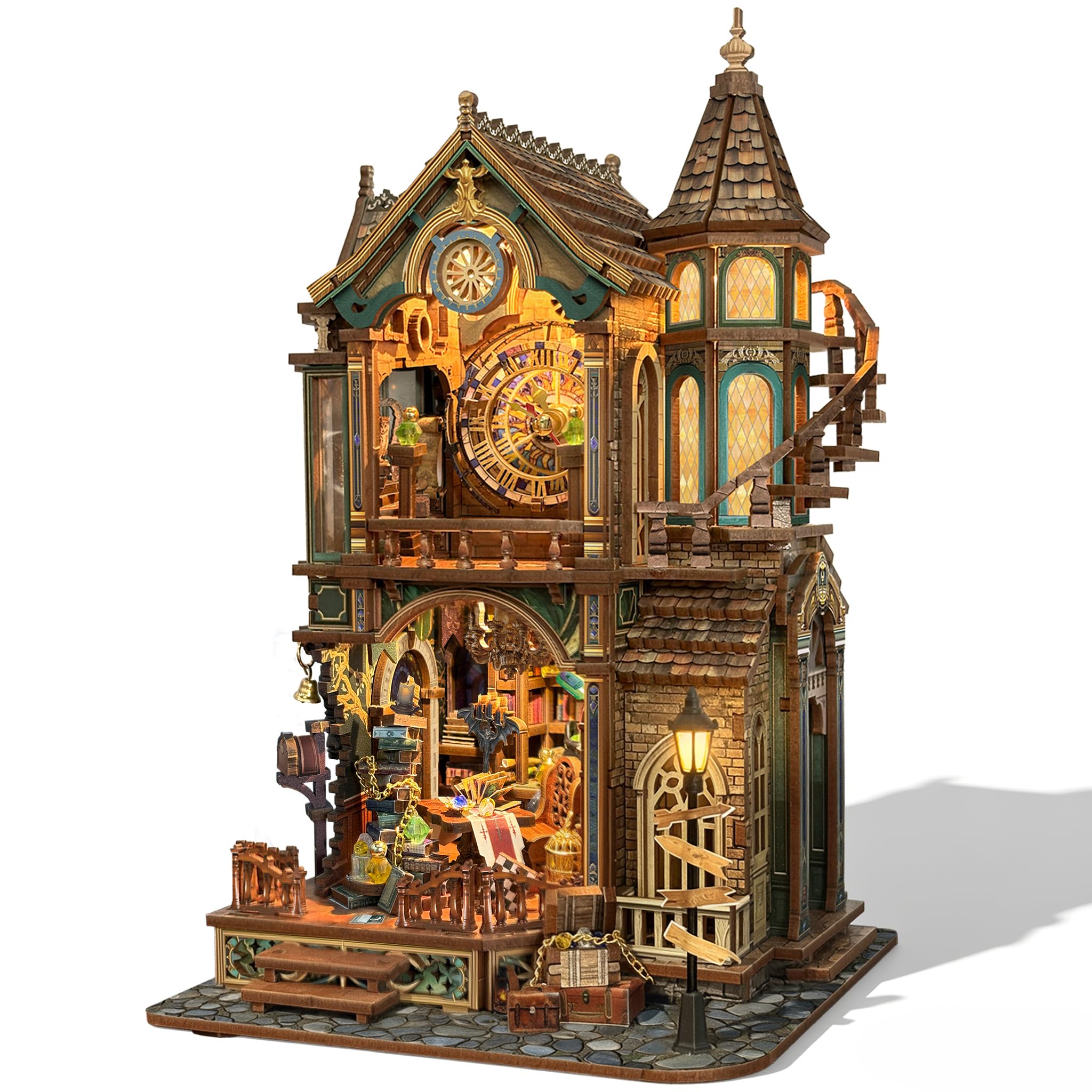 LORENOOK Magic Clock Tower Book Nook, Miniature Building Kit with LED Light | DI