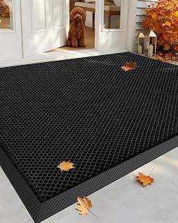 Color&Geometry Outside Welcome Front Door Mat, 36"x60" Black