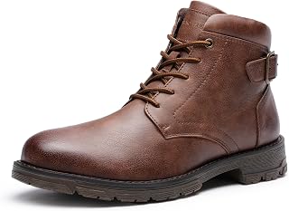 Bruno Marc Men's Motorcycle Boots, Lace-Up and Zipper, Anatomical Footbed and Sturdy Design