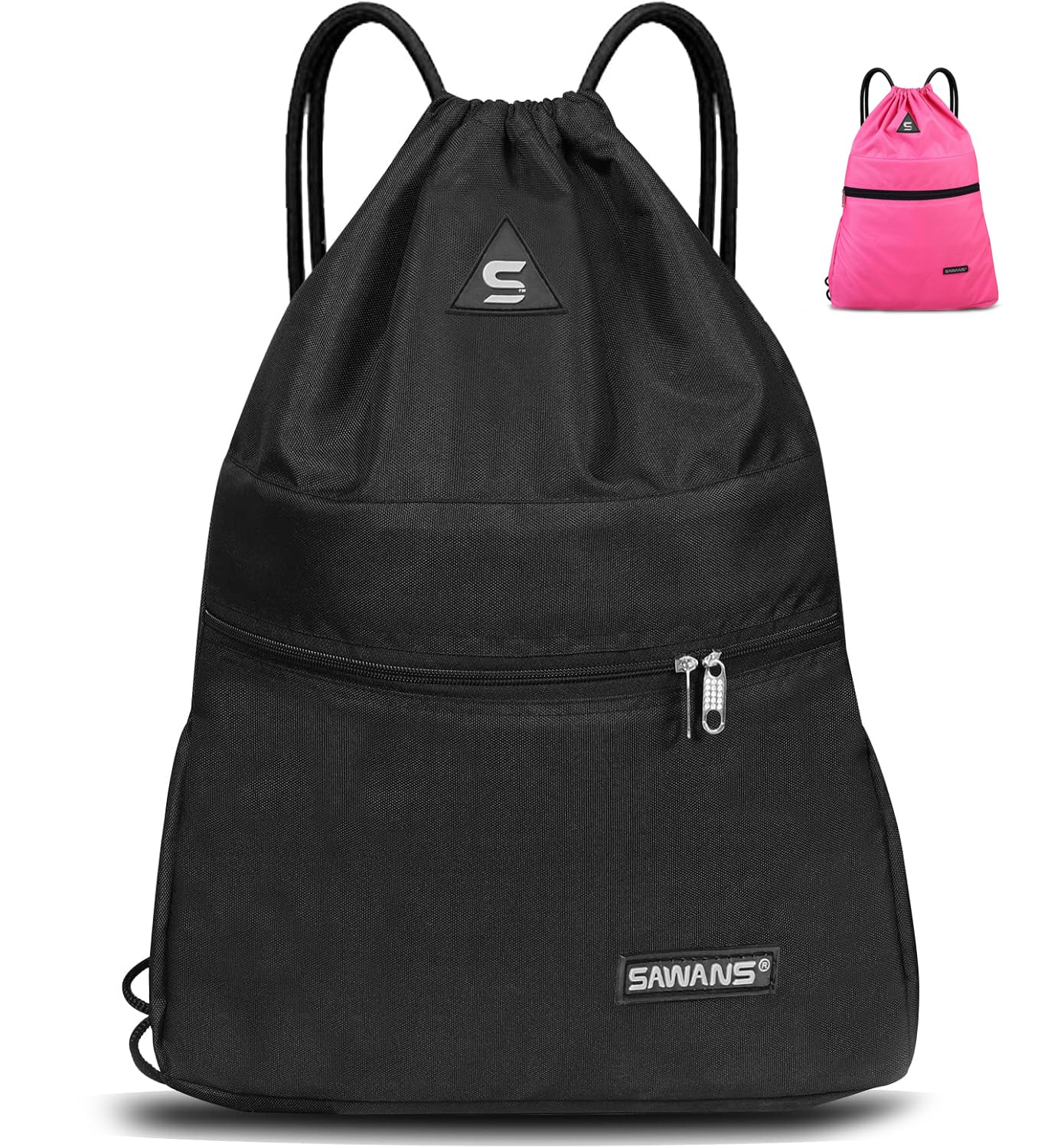 Drawstring Gym Sport Bag String Waterproof Pocket Zipper Sack Backpack for Women